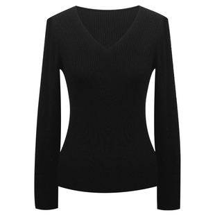 LadyJ-“奢品针织”德国BIELLA YARN美利奴羊毛V领亲肤打底针织衫