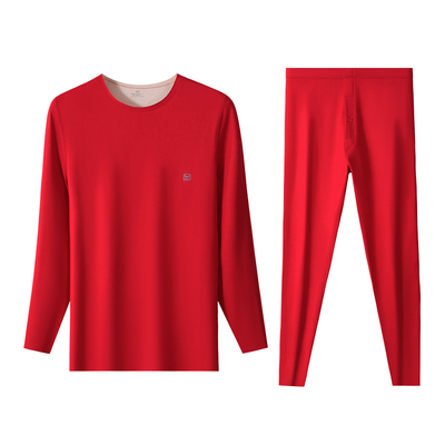 猫人本命年红色保暖内衣套装男女