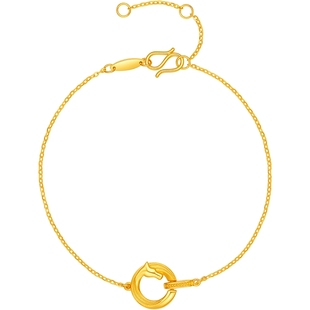 周六福黄金5G计价足金福运跃财金环灵驹手链生肖马系列新年礼物