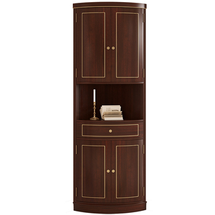 轻奢转角柜实木三角形墙角柜餐边半圆茶水柜拐角酒柜收纳储物角柜