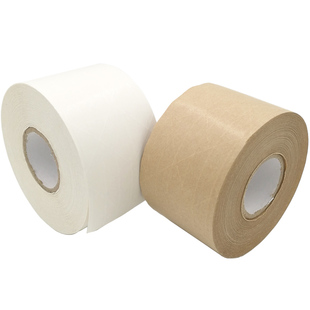 高粘湿水夹筋牛皮纸胶带纤维线水性白色胶纸外贸纸箱封口环保包装