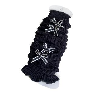 儿童袜套加厚保暖秋冬季新款女孩韩系可爱花边针织长筒白色堆堆袜