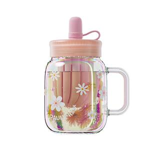 大嘴猴玻璃杯女泡茶吸管杯办公室茶水分离耐高温大容量花茶杯带盖