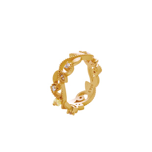 MITHAOL古法月桂女神戒指女轻奢小众高级感新中式拉丝指环银镀18K