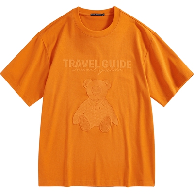 【断码钜惠】太平鸟男装 夏小熊立体提花短袖T恤B1DAD2130