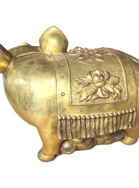 铜猪摆件黄铜金猪福气元宝猪家居