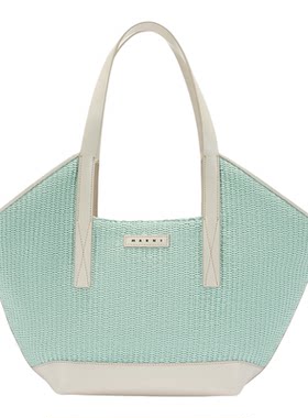 【明星同款】MARNI 2026新品WAVES纯色中号编织托特草编包