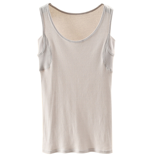 吸汗YI菌防异味女纯棉罗纹透气薄款背心带贴布短袖 舒适打底 微瑕