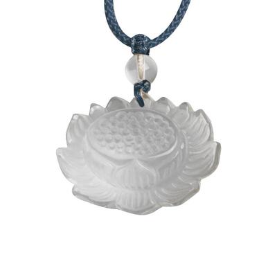 天然白水晶莲花吊坠女静心莲花黄水晶挂坠饰品挂件项链本命年礼物