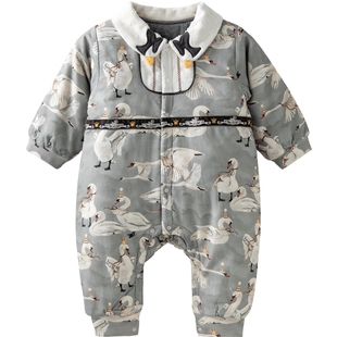 [云端羽韵]aqpa爱帕婴儿夹棉连体衣保暖冬装棉服宝宝衣服外出服萌