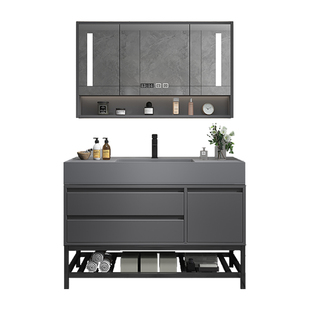 岩石浴室柜组合轻奢现代简约洗手洗脸盆卫生间洗漱台镜柜一体套装