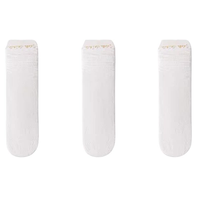 白色堆堆袜子女夏季薄款蕾丝花边中筒袜配小皮鞋黑色ins潮冰冰袜