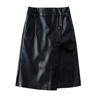 2025新款高腰外穿pu皮短裤女秋冬洋气阔腿五分裤裙女修身大码皮裙