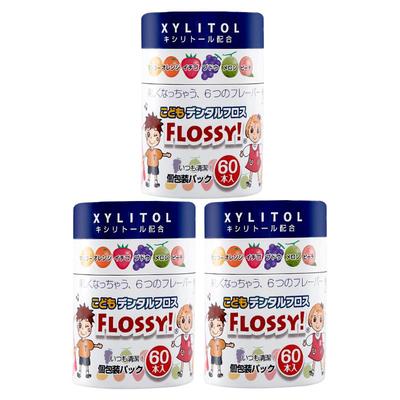 flossy儿童牙线棒水果口味罐装