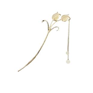 玉兰花发簪女古风高级感新中式儿童简约现代盘发国风花朵流苏发钗