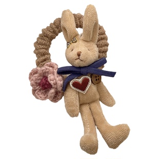 复古森系手作花朵发圈少女心长腿兔子扎头发皮筋2025新款头饰发绳