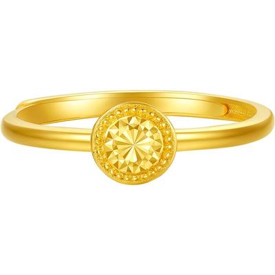 周六福5G足金计价优雅圆形碎碎冰黄金戒指简约女戒新年礼物