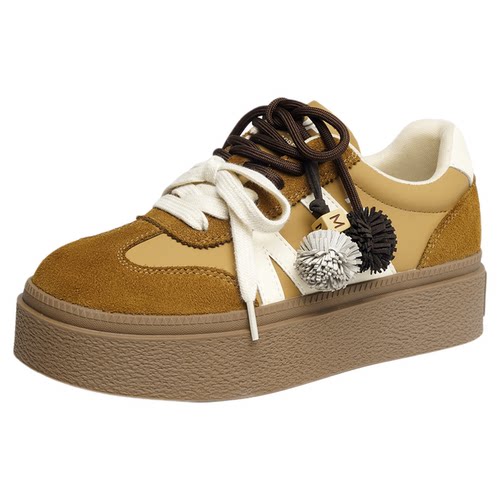 红蜻蜓德训鞋2025秋季新款女鞋厚底增高双系带板鞋休闲运动跑步鞋