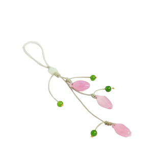 疏影/旺桃花粉玛瑙玉髓玉兰花钥匙扣U盘挂坠女包包挂饰手机链挂绳