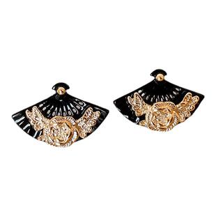 古里雅国风复古扇形耳环女2026新款爆款耳钉轻奢高级感新中式耳饰