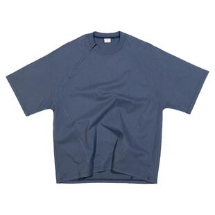 BPCALL骑士拉链成衣染复古纯棉短袖T恤圆领高街插肩半袖男女同款