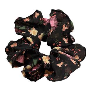 法式复古花容玉貌碎花雪纺大肠发圈百搭优雅肠圈头花丸子头发饰