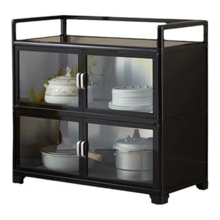 铝合金碗柜带门不锈钢碗橱柜家用多功能组装储物柜厨房置物柜橱柜