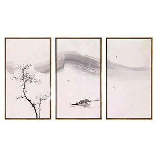 风景画吴冠中写意水墨画 新中式简约客厅装饰画三联竖版 抽象挂画