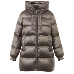 【匈牙利白鹅绒】LANCY/朗姿2024冬连帽A字中长款鹅绒短款羽绒服