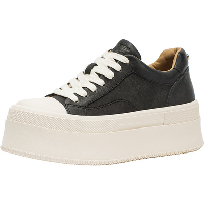 CDF女鞋2025春季新款时尚厚底板鞋休闲简约百搭真皮增高小白鞋女