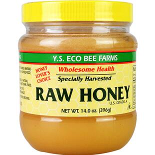 加拿大进口Y.S.Raw honey纯正天然野叔原生蜂蜜固体结晶瓶装396g