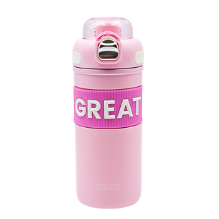 简约保温杯女高颜值316不锈钢吸管水杯2026新款学生便携双饮水壶