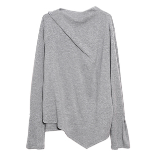 inkday日系轻复古绒感不规则上衣女 亲肤柔软高弹百搭长袖打底冬