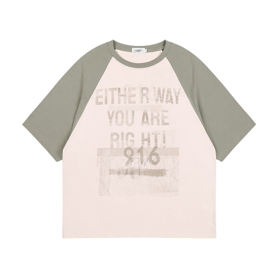 GOODBAI916做旧印花T恤