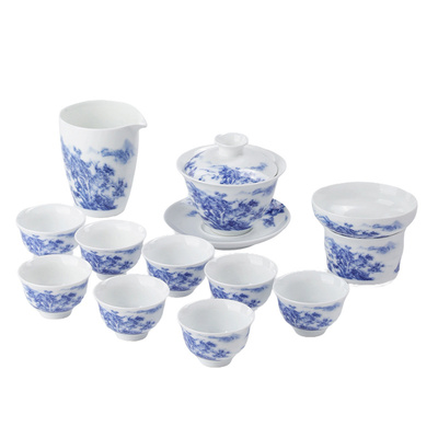景德镇官方陶瓷釉中青花茶具套装