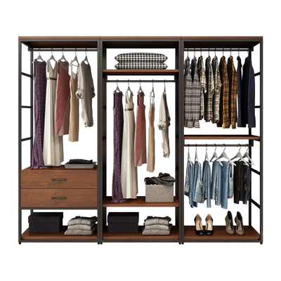 衣帽架卧室落地挂衣架步入式衣帽间架子金属货架可组合开放式衣柜