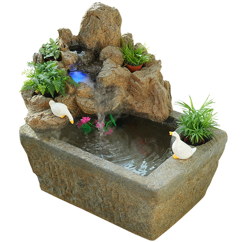 假山流水落地鱼池景观摆件