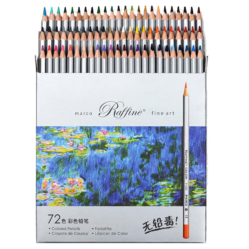 马可水溶性彩铅72色Marco马克油性48色彩色铅笔专业款成人绘画24色36色儿童手绘美术生画画专用7100套装