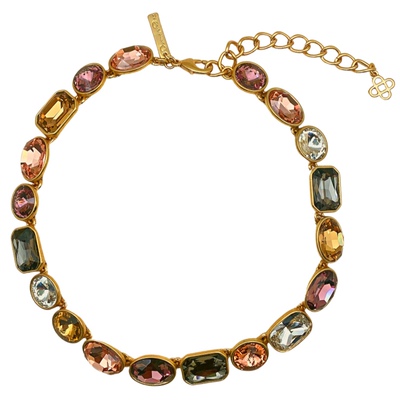 Oscar中古风华丽跳色水晶项链