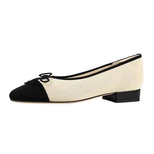 红云鞋吴大叔2025秋冬小香风圆头飞织透气不闷脚气垫缓震浅口单鞋