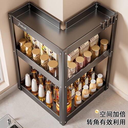 厨房置物架转角调料架台面多功能放盐油拐角多层家用收纳盒三角架