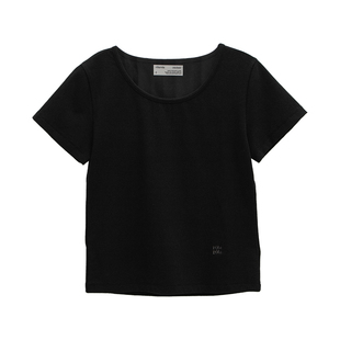 ROLAROLA短袖T恤U领设计女上衣气质百搭休闲纯色打底上衣简约