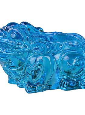 黄水晶貔貅摆件一对七彩淄博琉璃皮丘客厅饰品办公室乔迁开业礼品