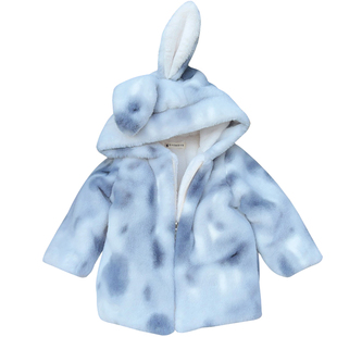 男童女童仿皮草加厚绒外套宝宝棉衣连帽中长款小孩兔子过新年衣服