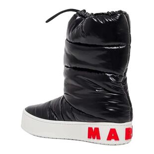 MARNI 秋冬女士字母圆头套筒亮面短筒休闲雪地靴银泰百货 301604