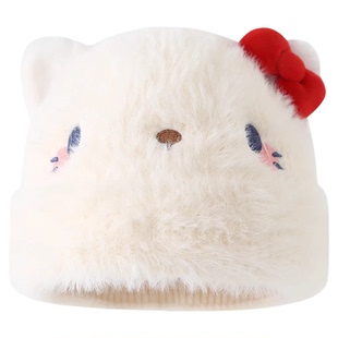 儿童帽子秋冬季可爱女宝宝毛绒针织套头帽保暖防寒男童护耳套头帽