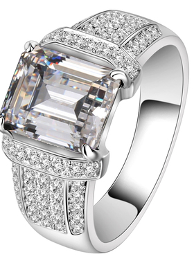 轻奢纯银镀金莫桑石男戒指刻字