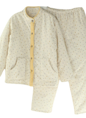 富朵冬季三层夹棉加绒月子服套装