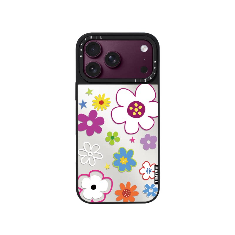 MASFEIL× 缤纷花叙适用iPhone18Promax手机壳新款ip16磁吸带支架苹果17Pro套Jo5镜面高级感15网红13pm全包14