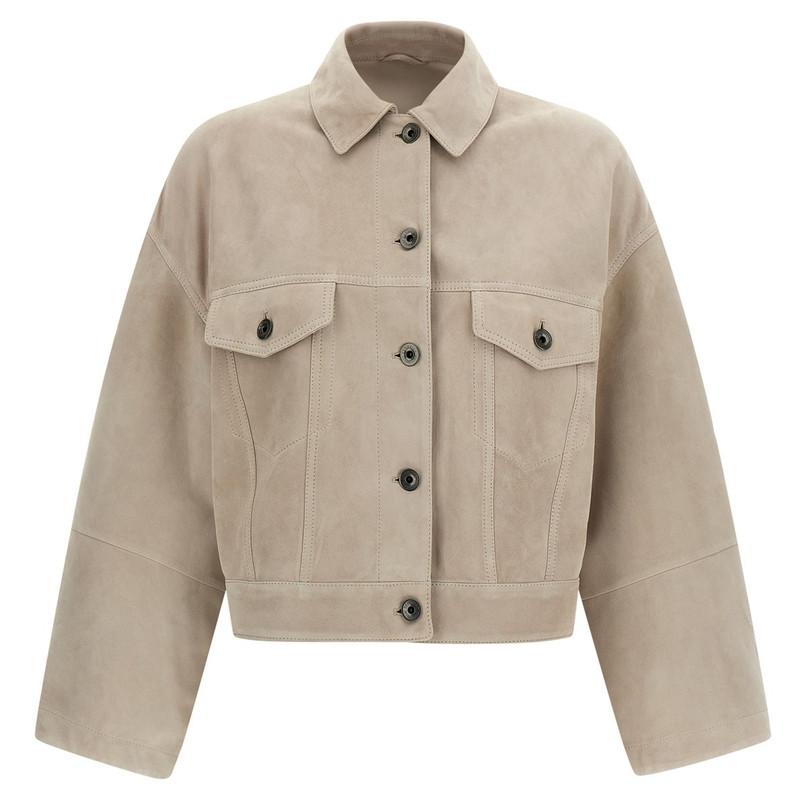 Brunello Cucinelli 女士米色单排扣bc皮衣 26早春新款意大利代购